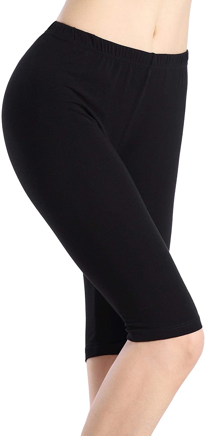 Women Under Dress Tight Shorts Stretch Knee Length Pants, Black, Size X ...