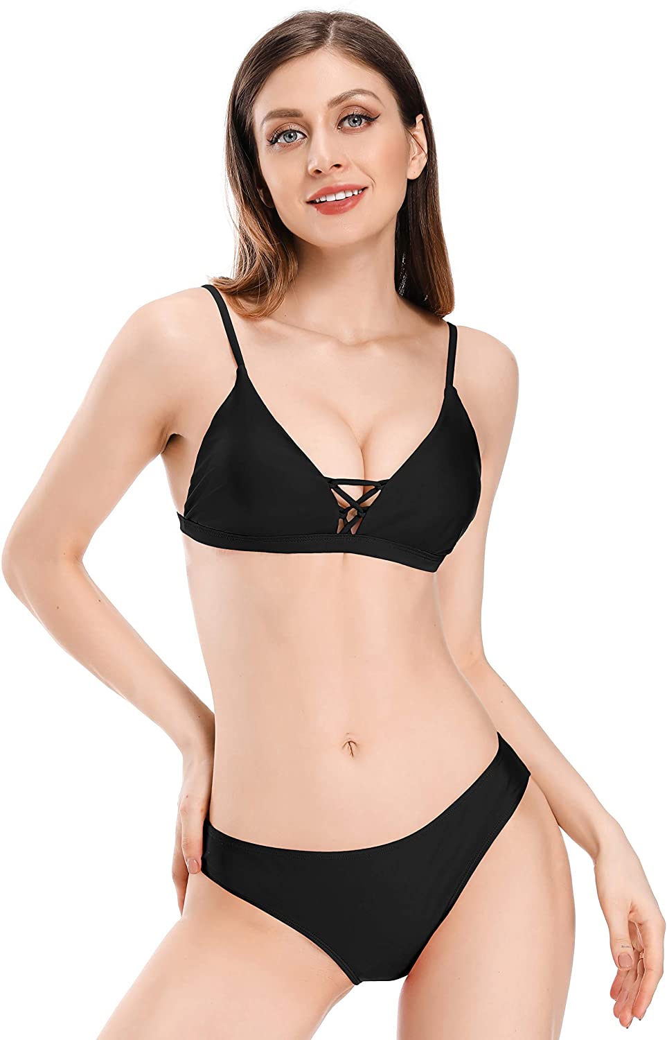 Shekini Womens Triangle Bikini Bathing Suits Black G Size Small Hli5