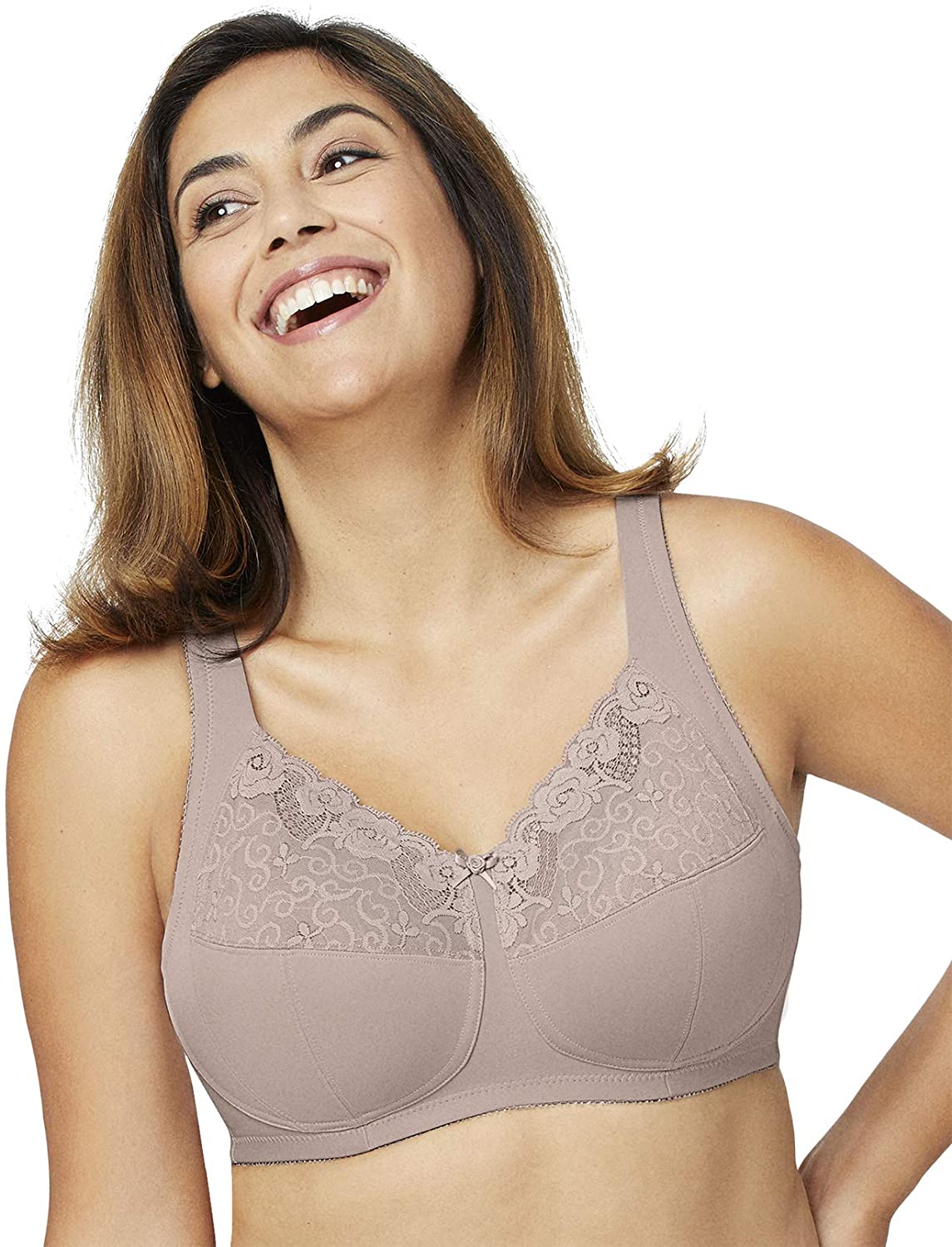 Glamorise Women S Plus Size Comfort Lift Rose Lace Support Bra Taupe Size C Ebay