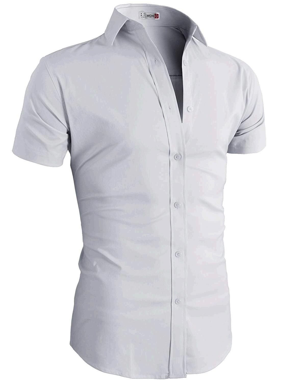 H2H Mens Button Down Short Sleeves Summer Cool, Kmtsts0132-white, Size ...