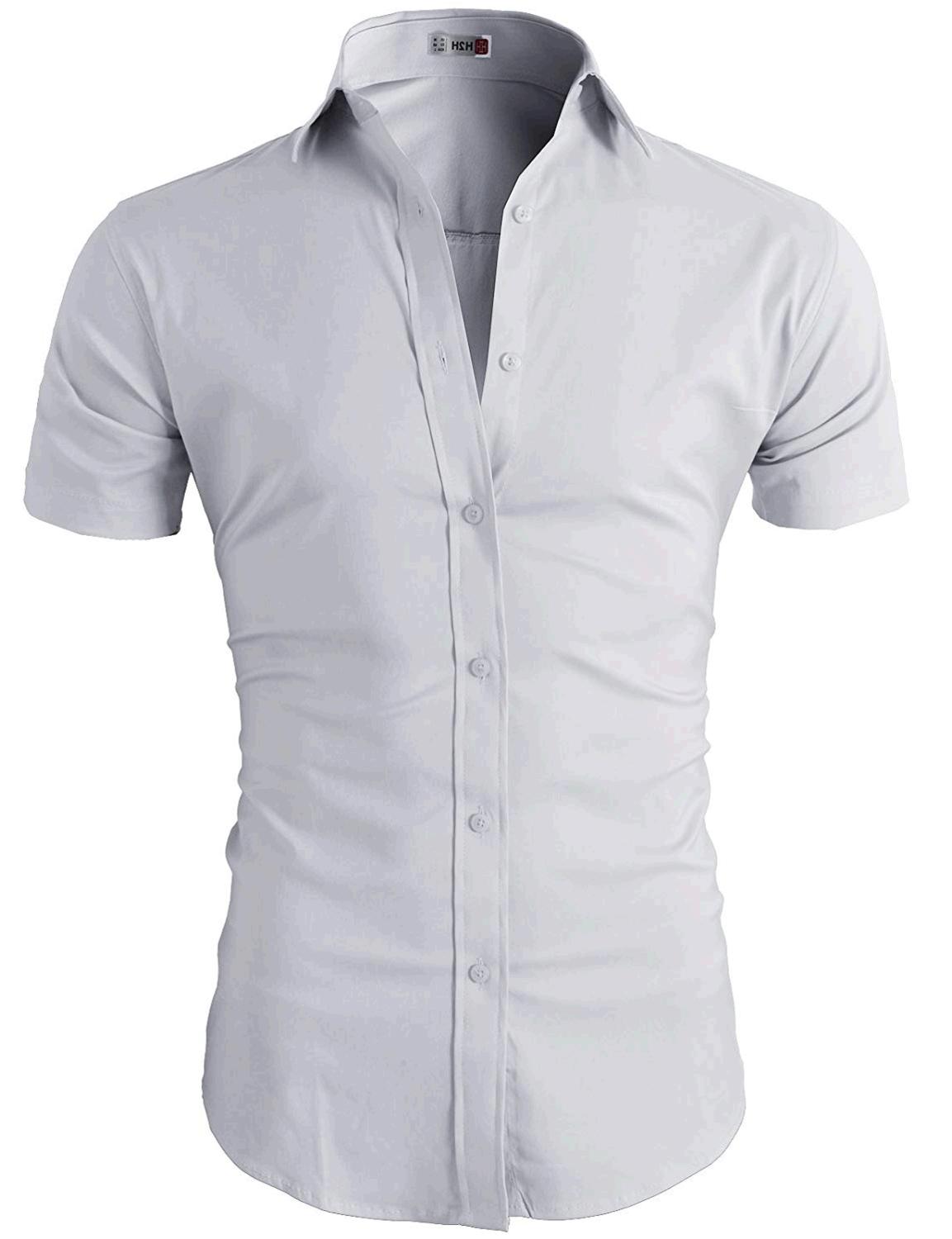 H2H Mens Button Down Short Sleeves Summer Cool, Kmtsts0132-white, Size ...