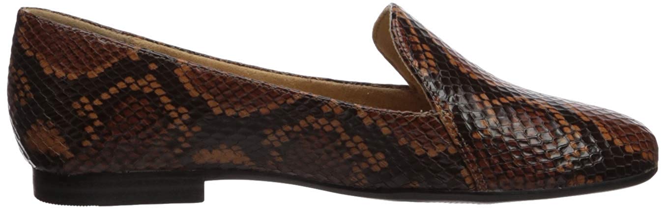 Naturalizer Womens Emiline Leather Closed Toe Loafers Tan Snake Size