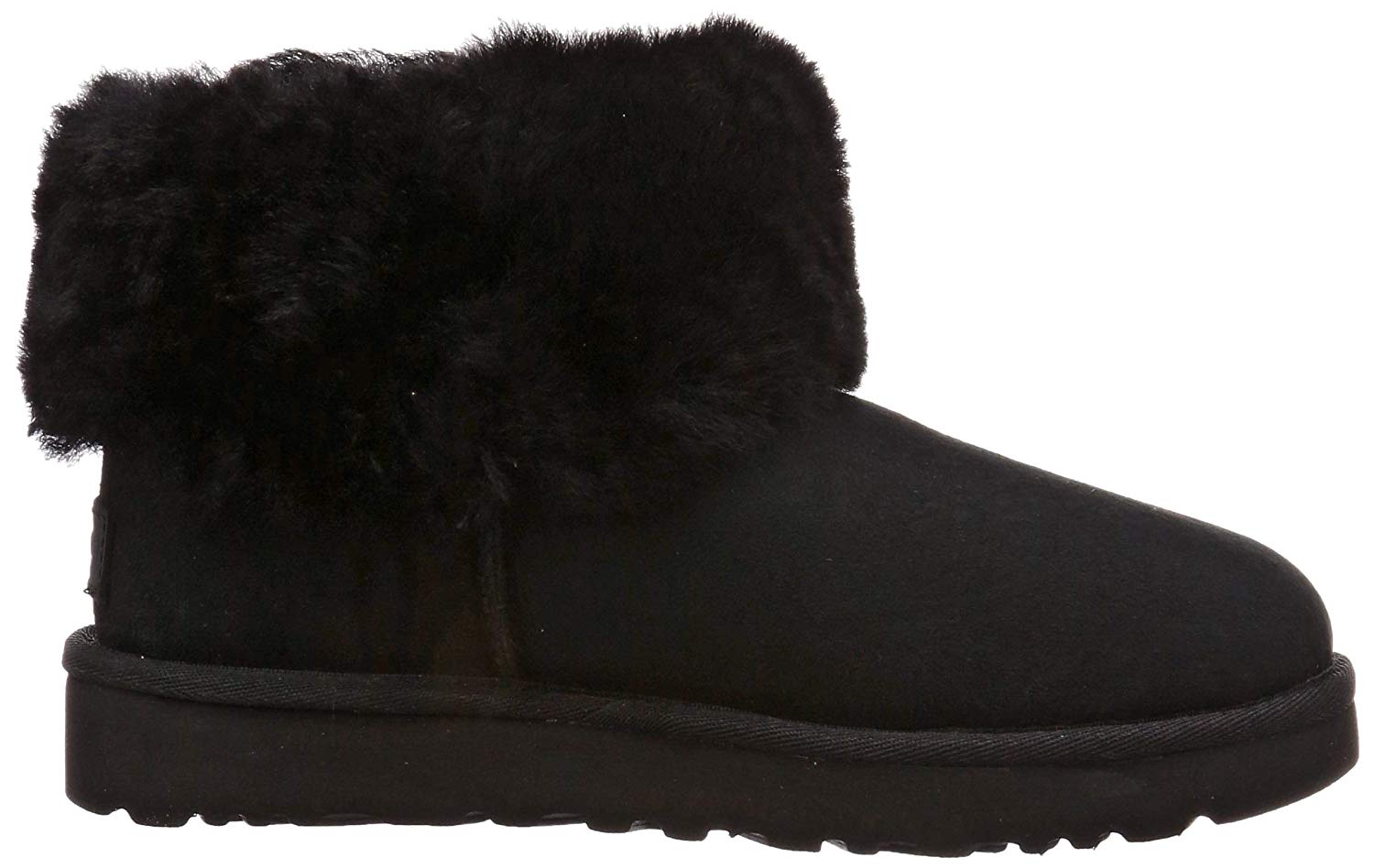 ugg classic mini fluff ankle boots in black