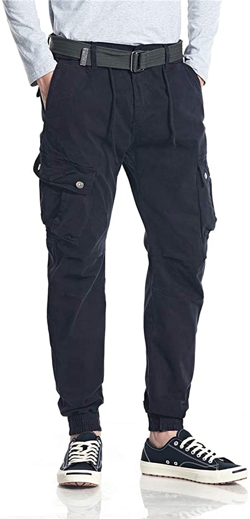 Cargo Pants for Men, 100% Cotton Casual Jogger Pants, Navy Blue, Size ...