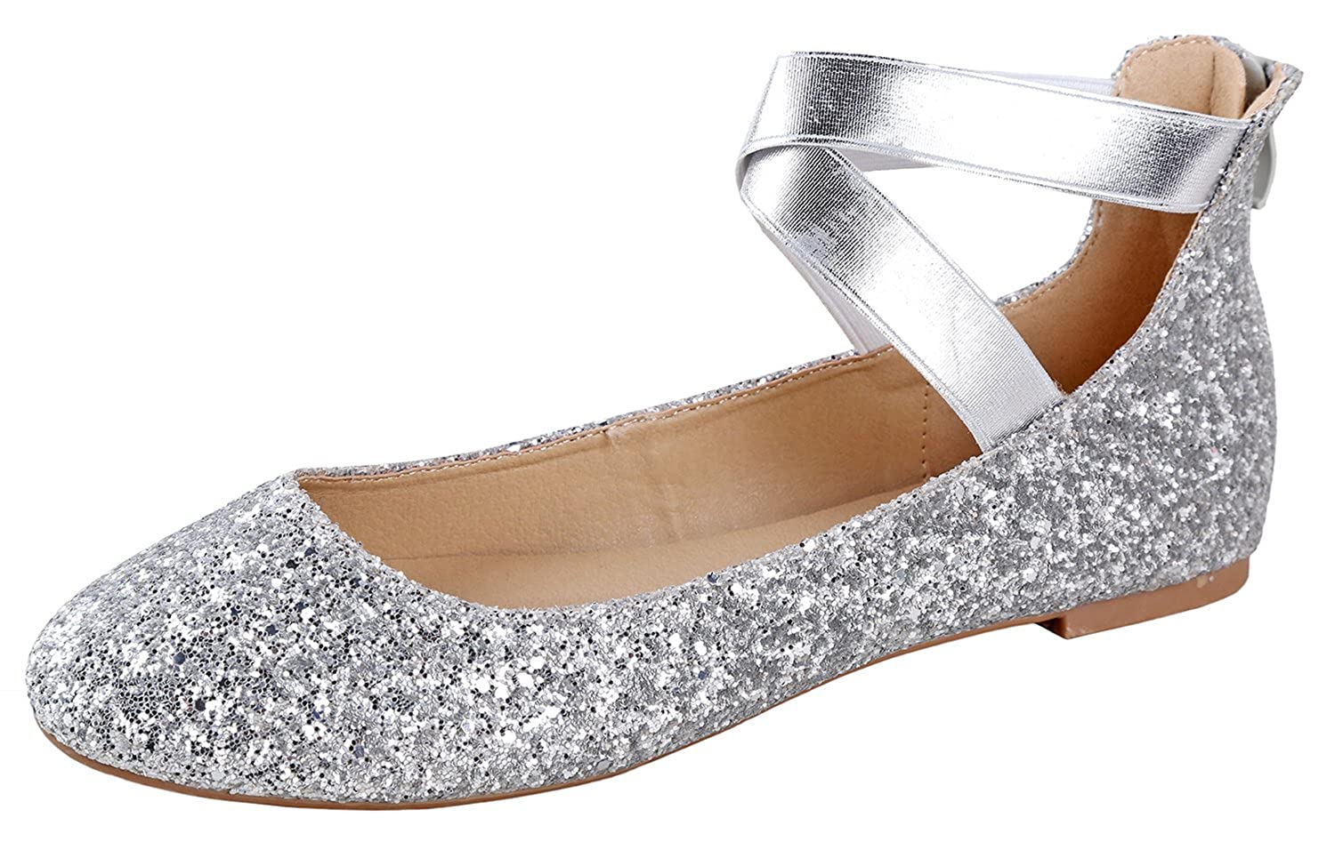 7. Silver Ballet Flats with Crimson Red Nails - wide 3