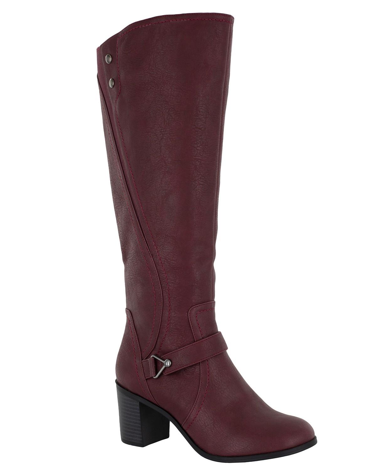 Easy Street Womens Format Faux Leather Tall Riding Boots, Burgandy, Size  10.0