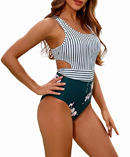 Molybell One Piece Swimsuits For Women High Waisted Green White Size Large Ebay