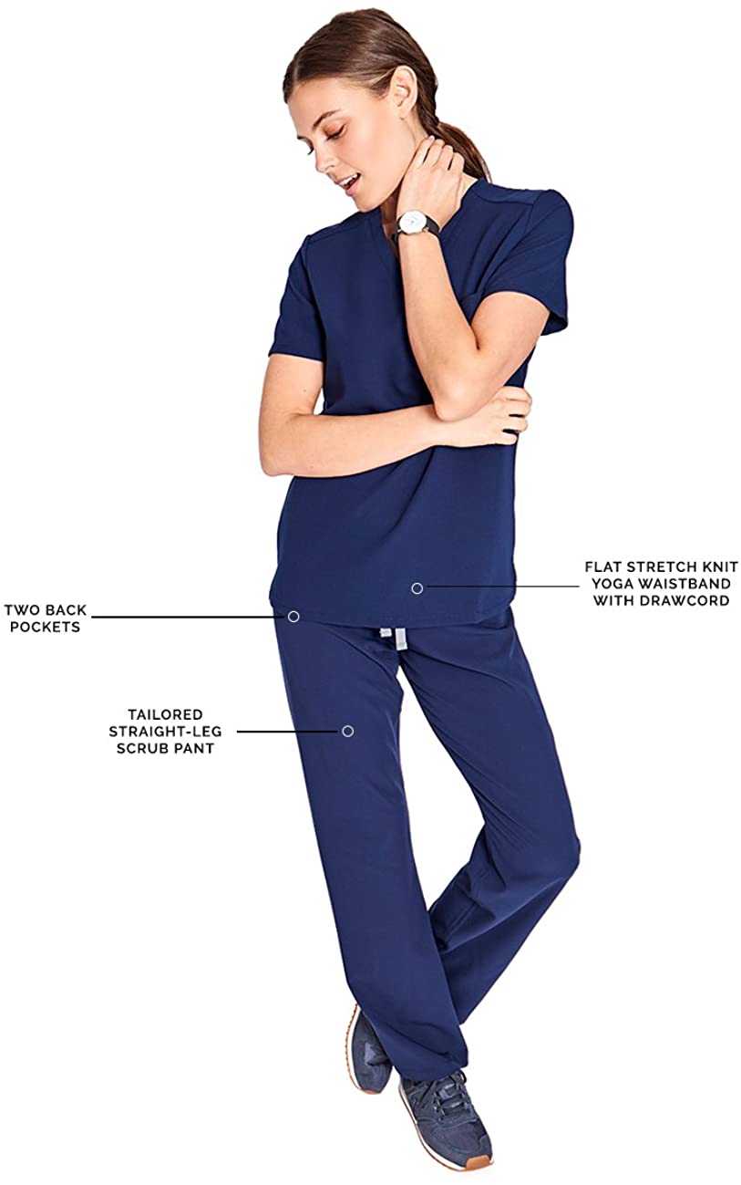 FIGS Livingston Basic Scrub Pants for Women Tailored, Navy, Size X