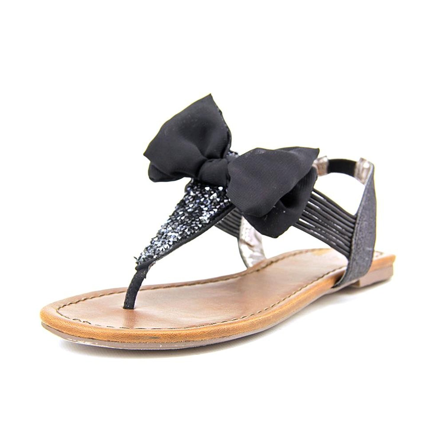 Material Girl Swan Open Toe Synthetic Slingback Sandal Black Size 8.5 Material Girl Swan Open Toe Synthetic Slingback Sandal Black Size 8.5