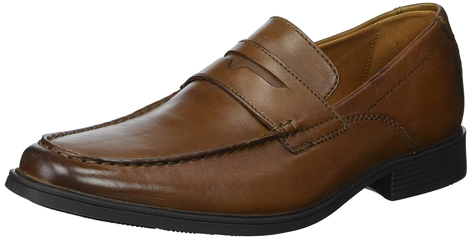 Clarks Mens Tilden Way Leather Closed Toe Penny Loafer, Tan Leather ...