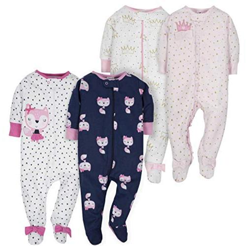 Baby Girls Purple PRINCESSES /& CASTLES Zipper Footie Pajamas 12 OR 18 Months