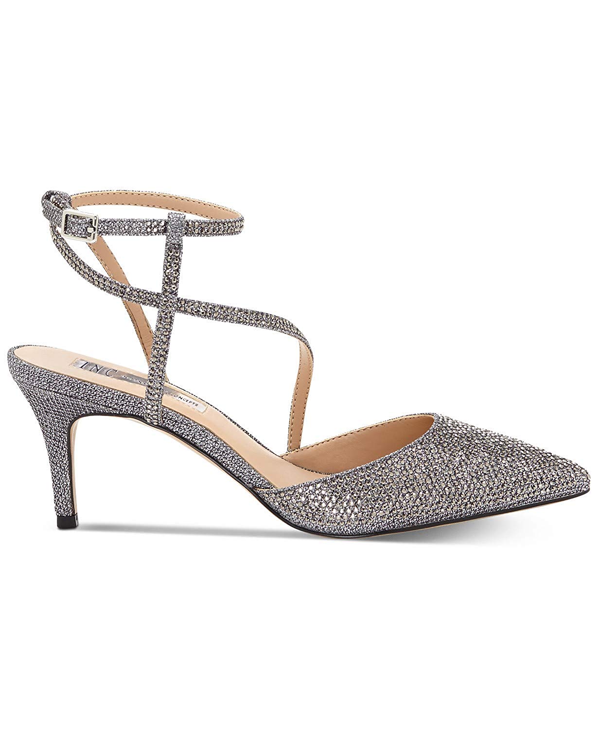 pewter evening pumps