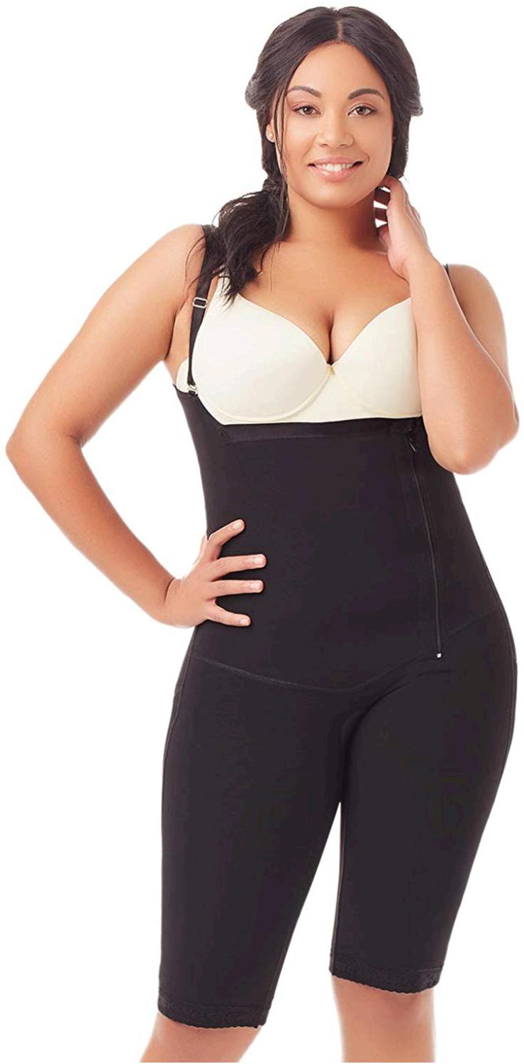 DPrada 021 Shapewear Bodysuit Liposuction Compression, Black, Size