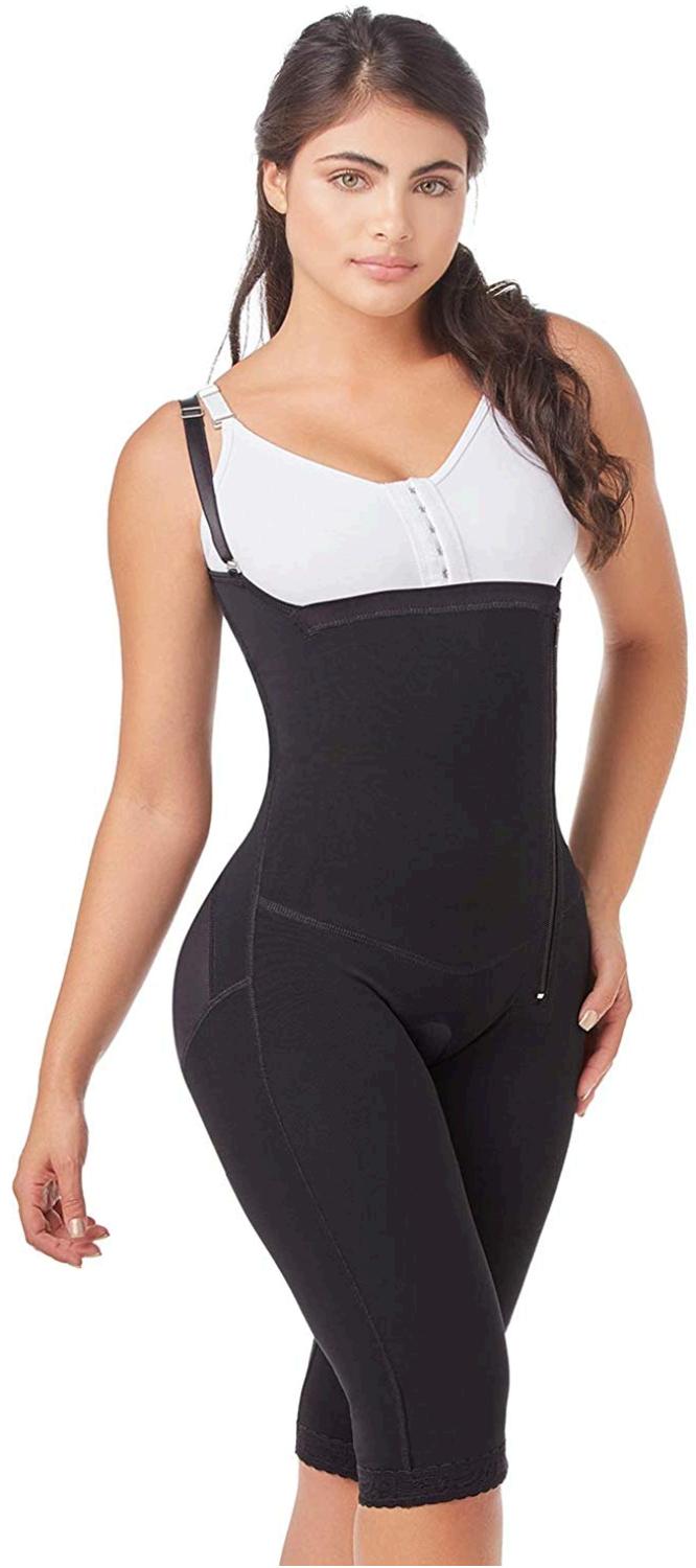 DPrada 021 Shapewear Bodysuit Liposuction Compression, Black, Size