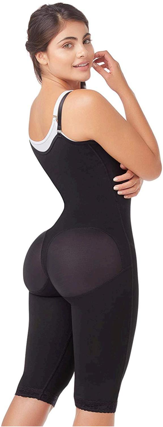 DPrada 021 Shapewear Bodysuit Liposuction Compression, Black, Size