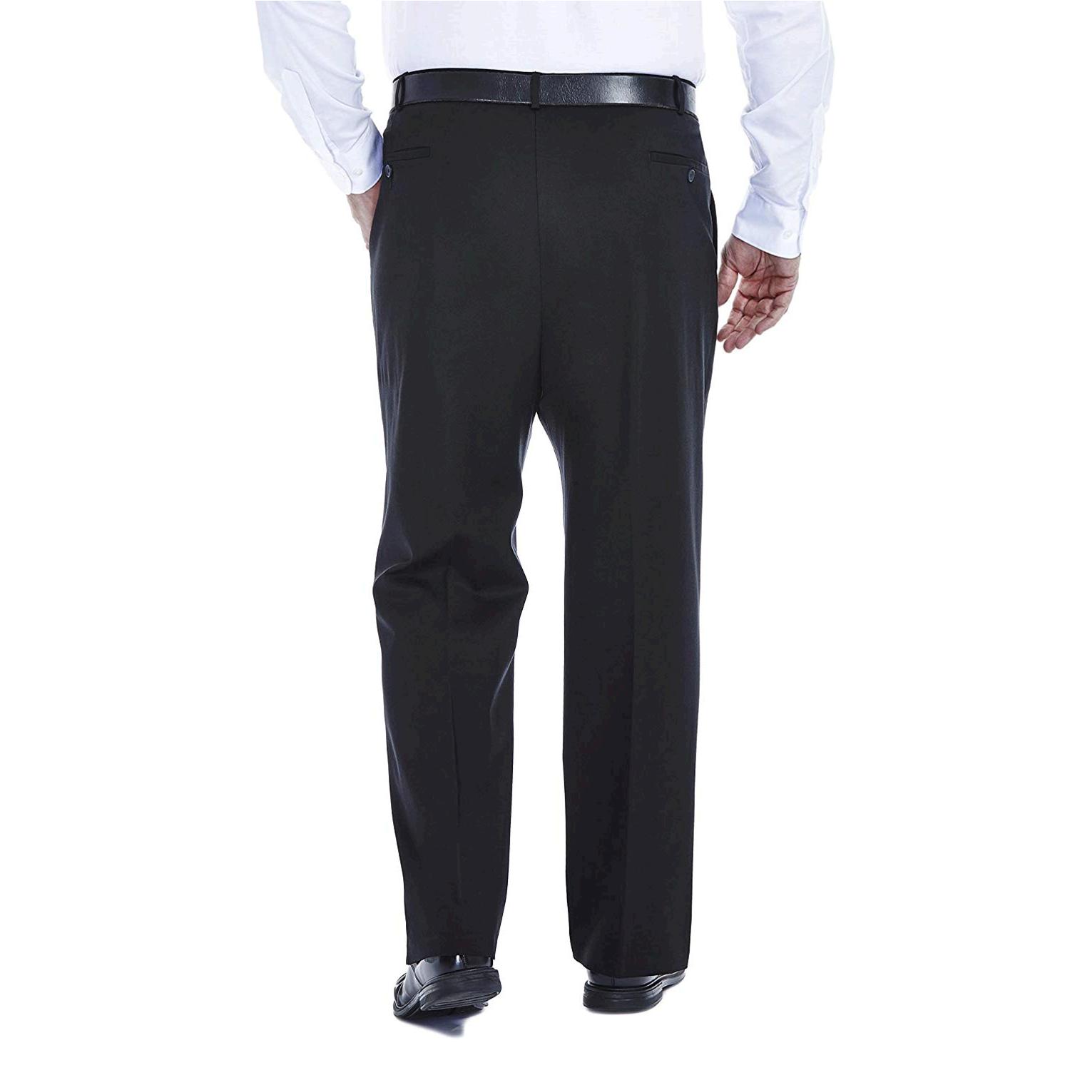 Haggar Men's Big-Tall Premium No Iron Classic Fit Pleat, Black, Size ...