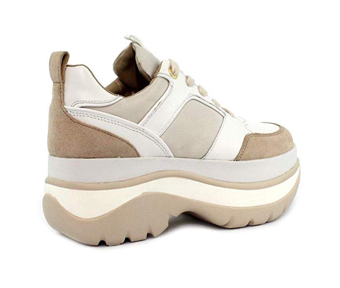 michael michael kors felicia leather and canvas platform trainer