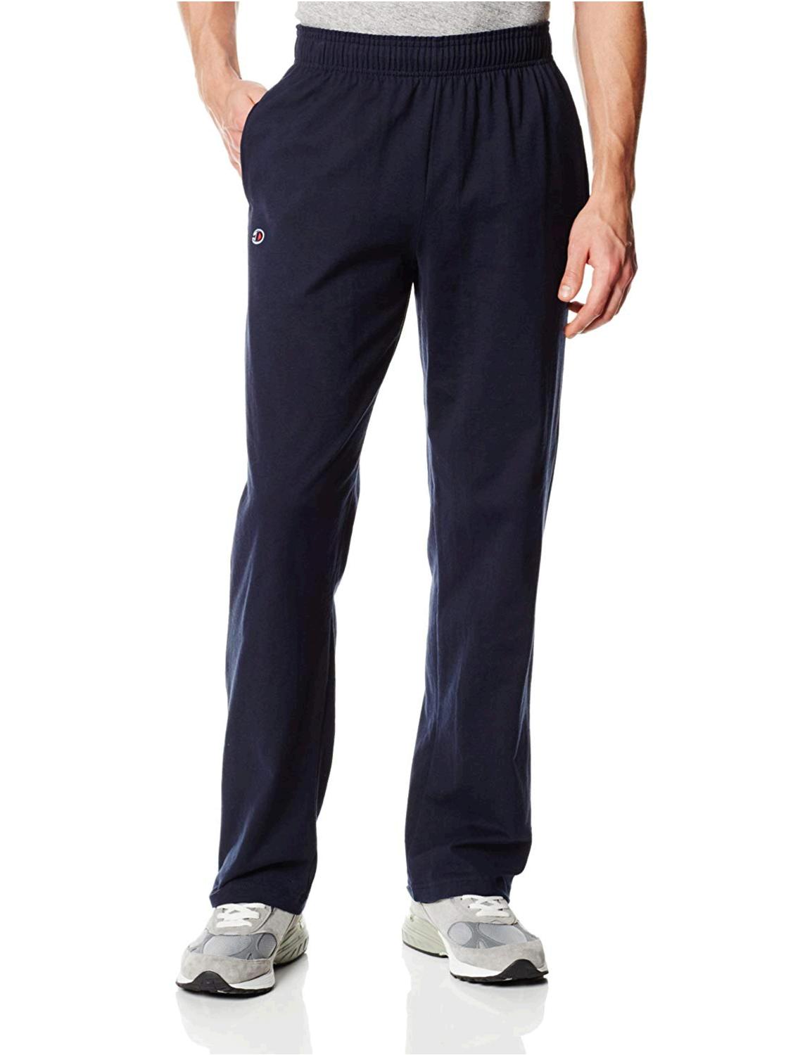 Champion Men's Authentic Open Bottom Jersey Pant, Small - Navy, Navy ...