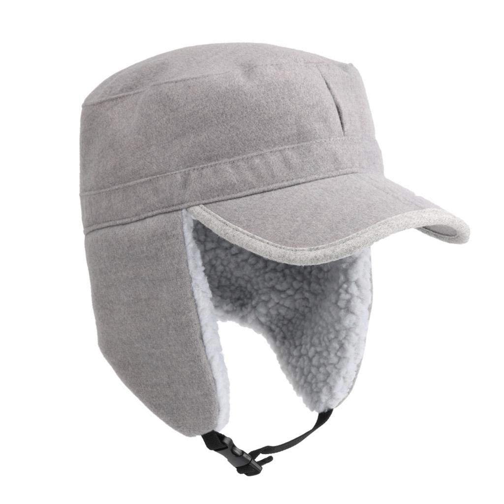 Aisiyedo Winter Windproof Ear Flap Hats Denim Baseball Light Grey