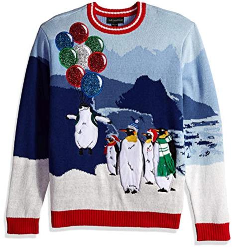 red and blue christmas sweater
