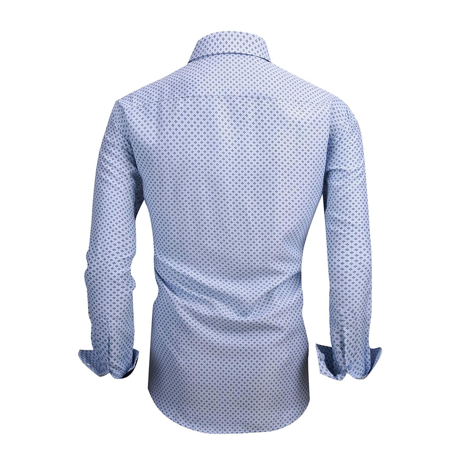 Alex Vando Mens Printed Dress Shirts Long Sleeve, Print01lt Blue