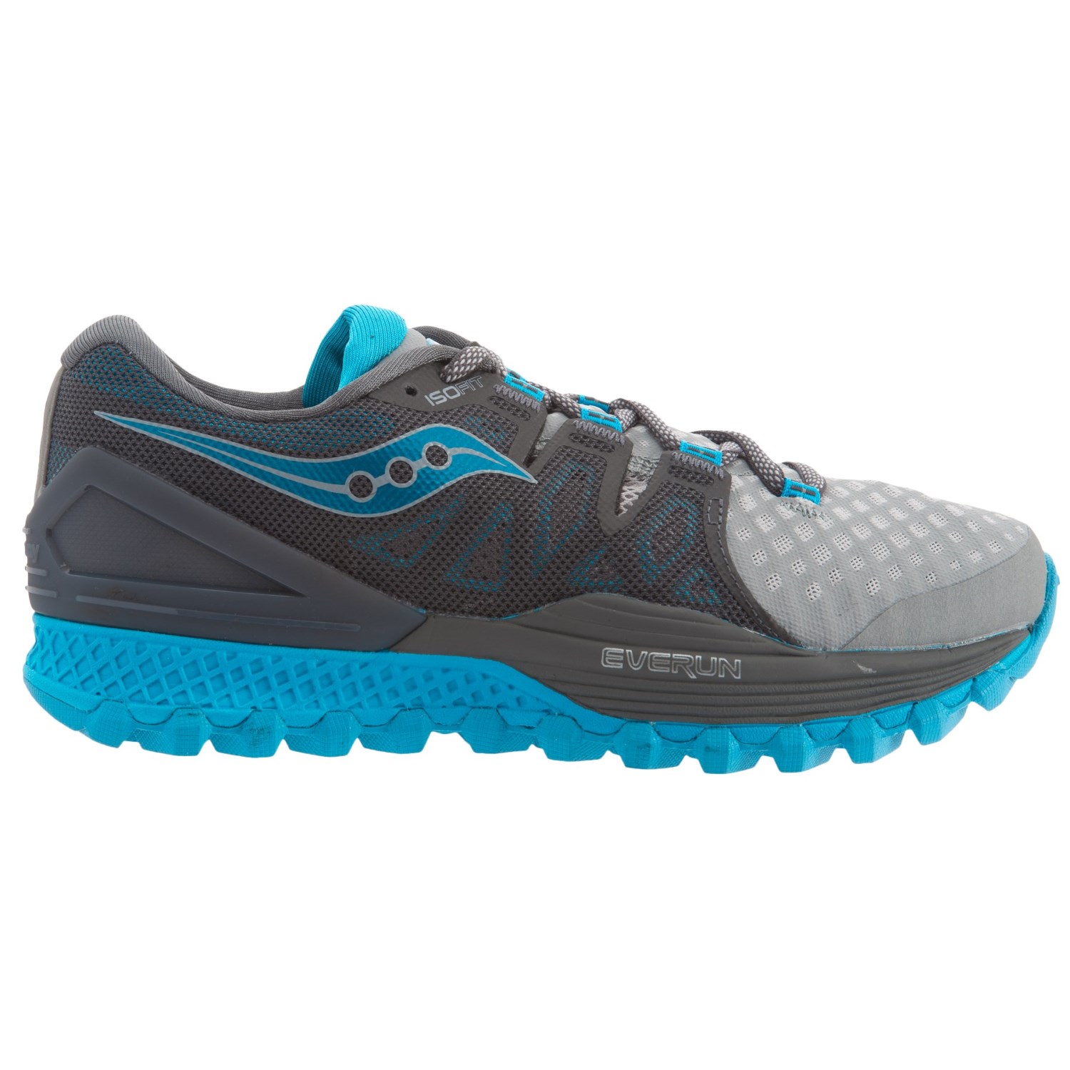 Saucony Womens Xodus ISO 2 Fabric Low Top Lace Up Running, Grey/Blue ...