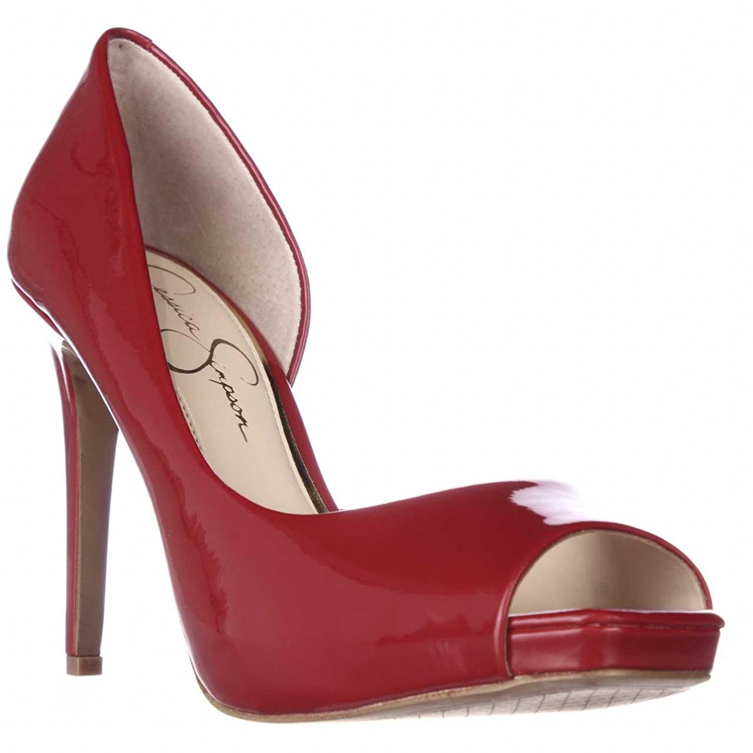 Jessica Simpson Womens JASELLE Peep Toe Dorsay Pumps Lipstick Red Size 8.0 Jessica Simpson Womens JASELLE Peep Toe Dorsay Pumps Lipstick Red Size 8.0