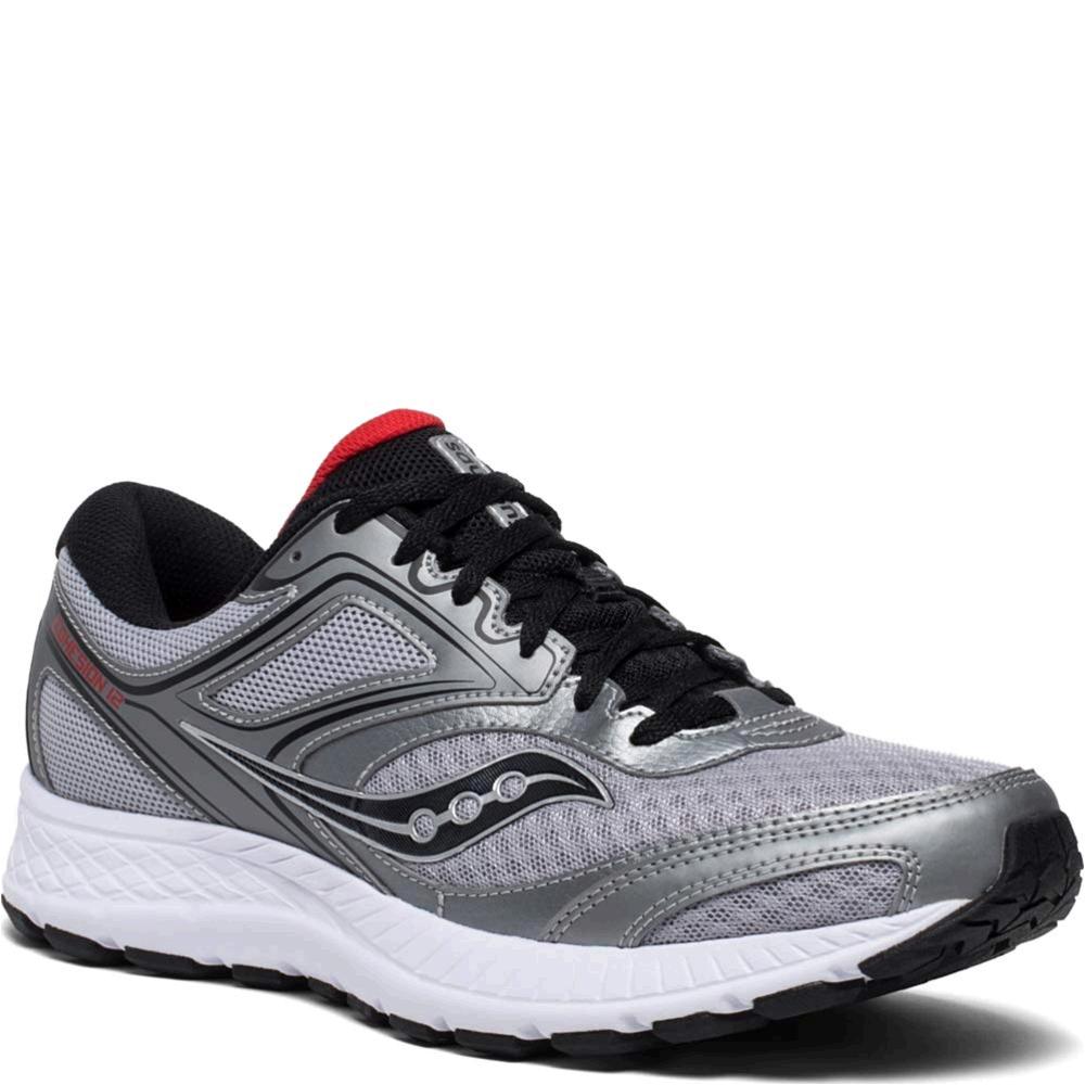 Saucony Men's VERSAFOAM Cohesion 12 Road Running Shoe, Silver/Red, Size ...