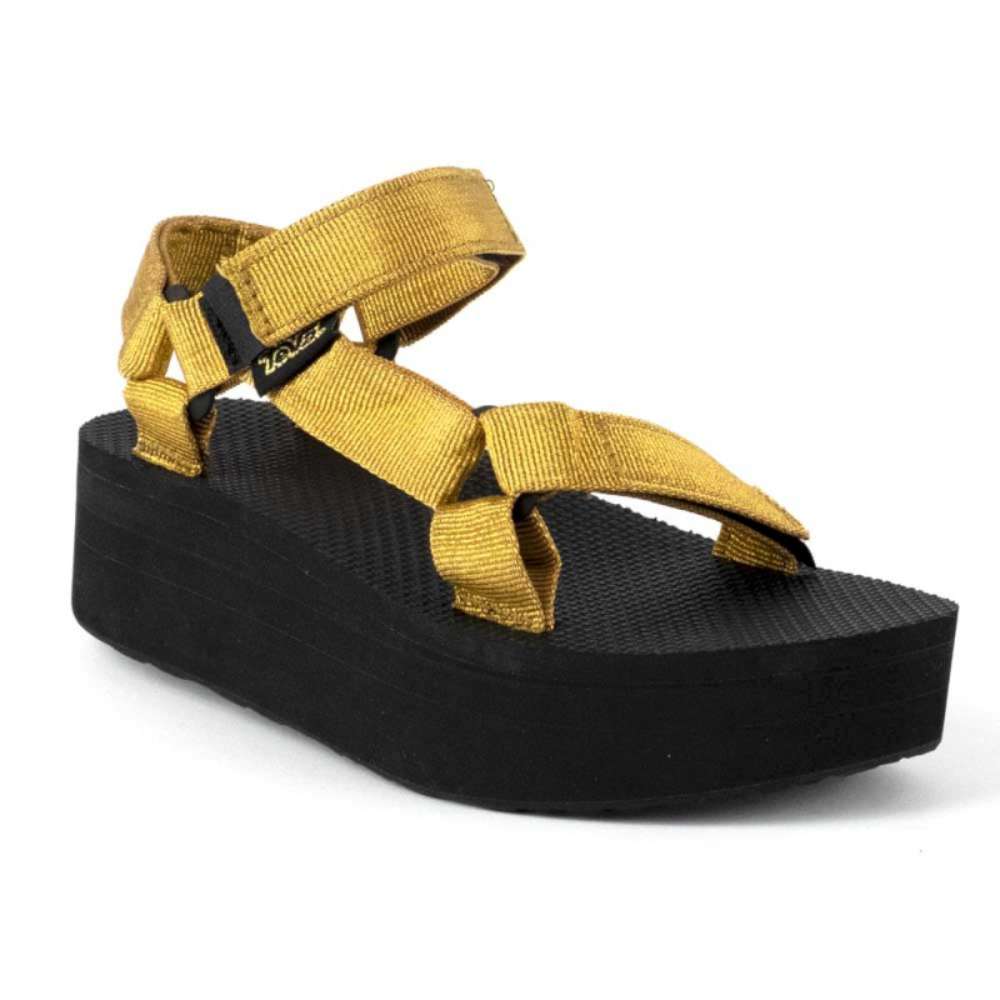 Teva Womens Flatform Open Toe Casual Platform Sandals, Gold, Size 7.0