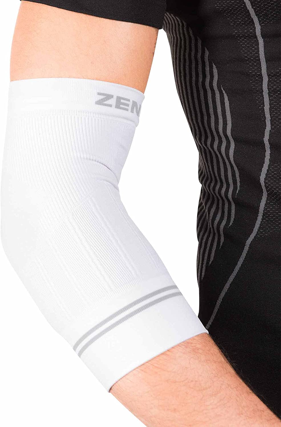 Zensah Compression Tennis Elbow Sleeve for Elbow Tendonitis,, White