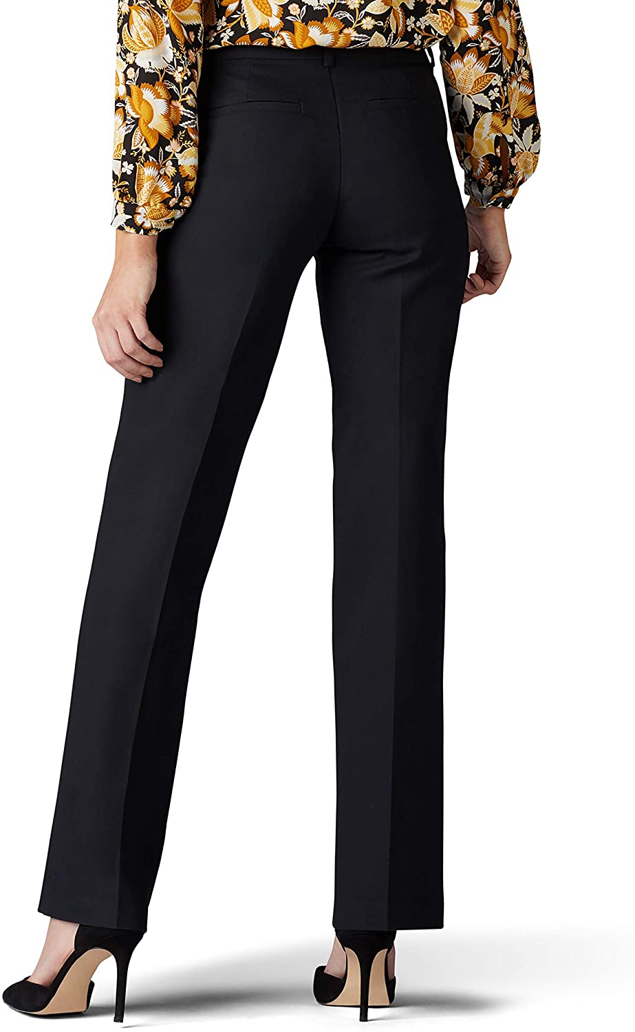 womens black trousers with white stripe