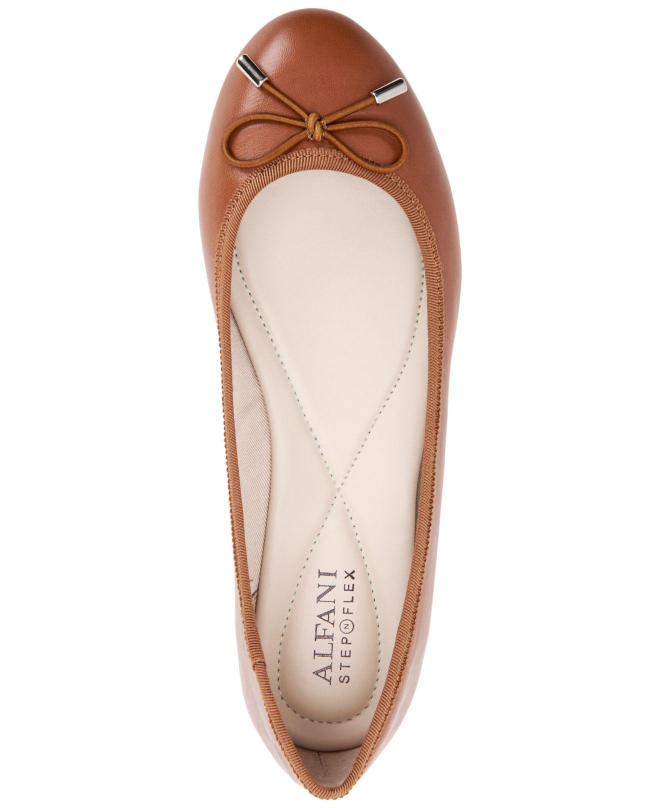 cognac ballerina flats