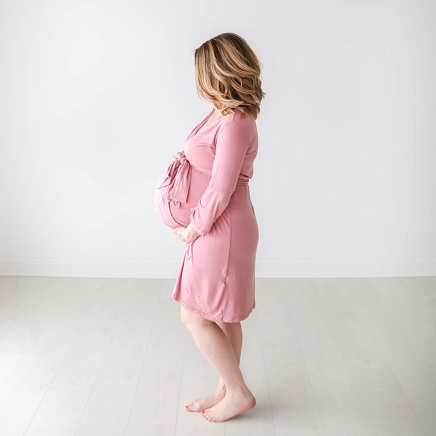 Posh Peanut Maternity Robe for Hospital Labor and, Dusty Rose, Size 8