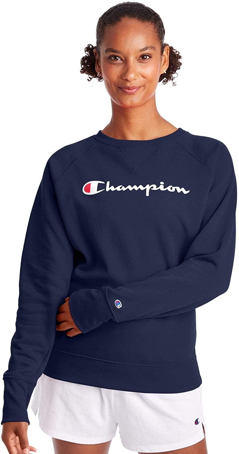 women's champion powerblend applique boyfriend crew