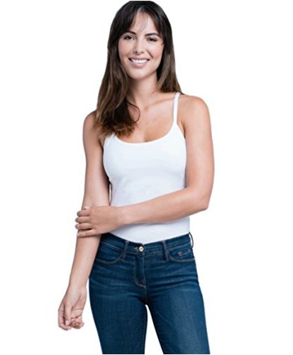 Pact Womens Organic Cotton Shelf Bra Camisole Tank Top White Size 
