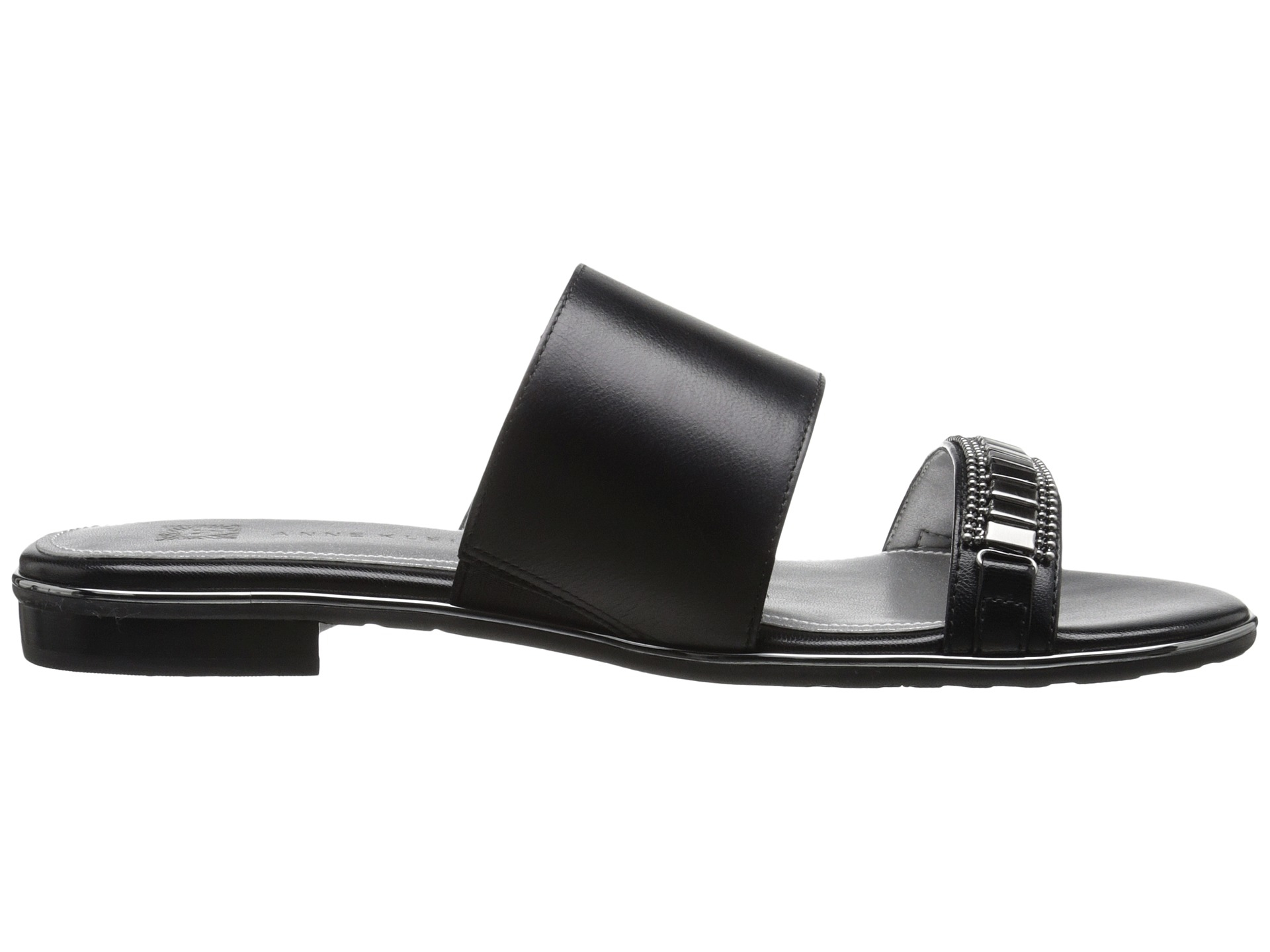 Anne Klein Womens Napper Leather Open Toe Casual BlackBlack Leather Size 70 Anne Klein Womens Napper Leather Open Toe Casual BlackBlack Leather Size 70