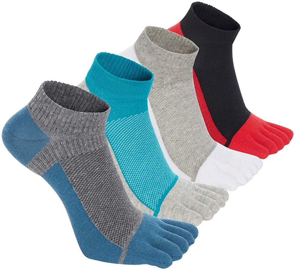 VWELL Men's Toe Socks Cotton Crew Five, Dark Gray,grey,white,wine, Size ...