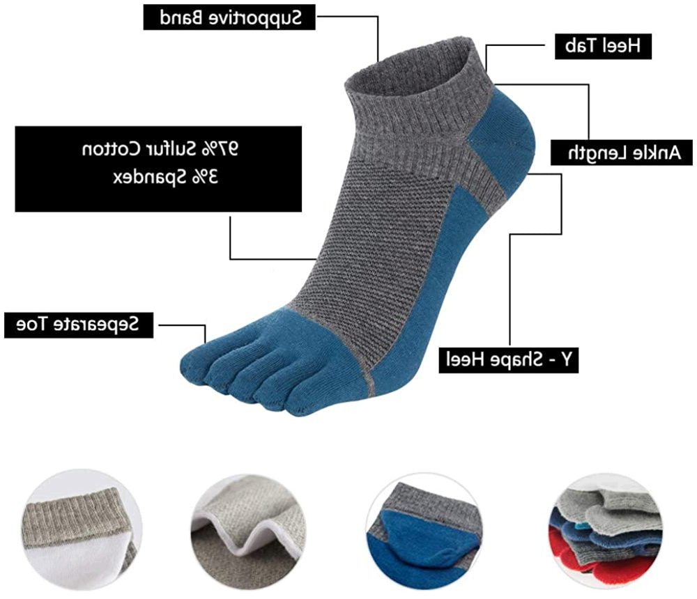 VWELL Men's Toe Socks Cotton Crew Five, Dark Gray,grey,white,wine, Size ...