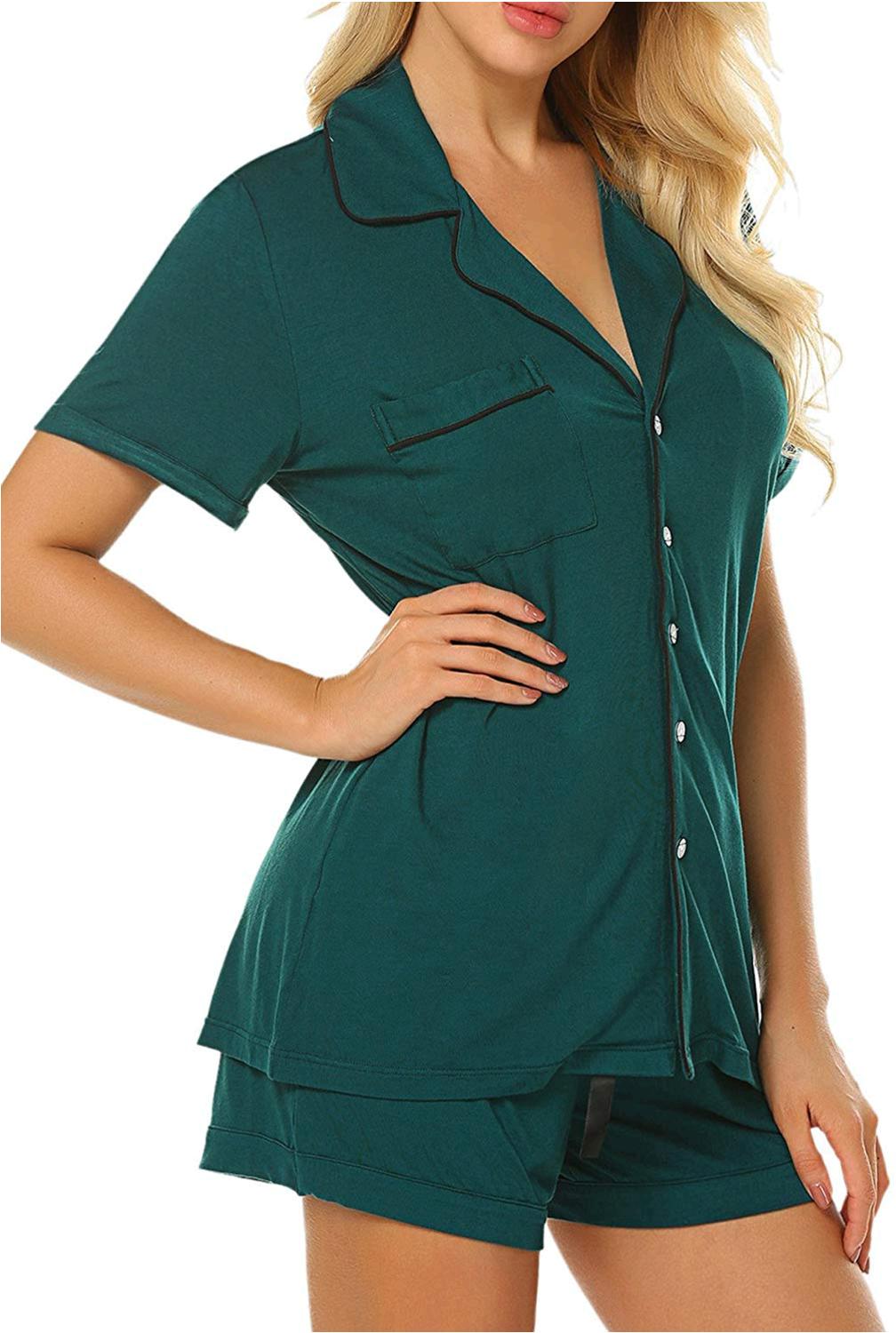 Ekouaer Women's Soft Lightweight Sleepwear Jersey Pajamas Top, Green