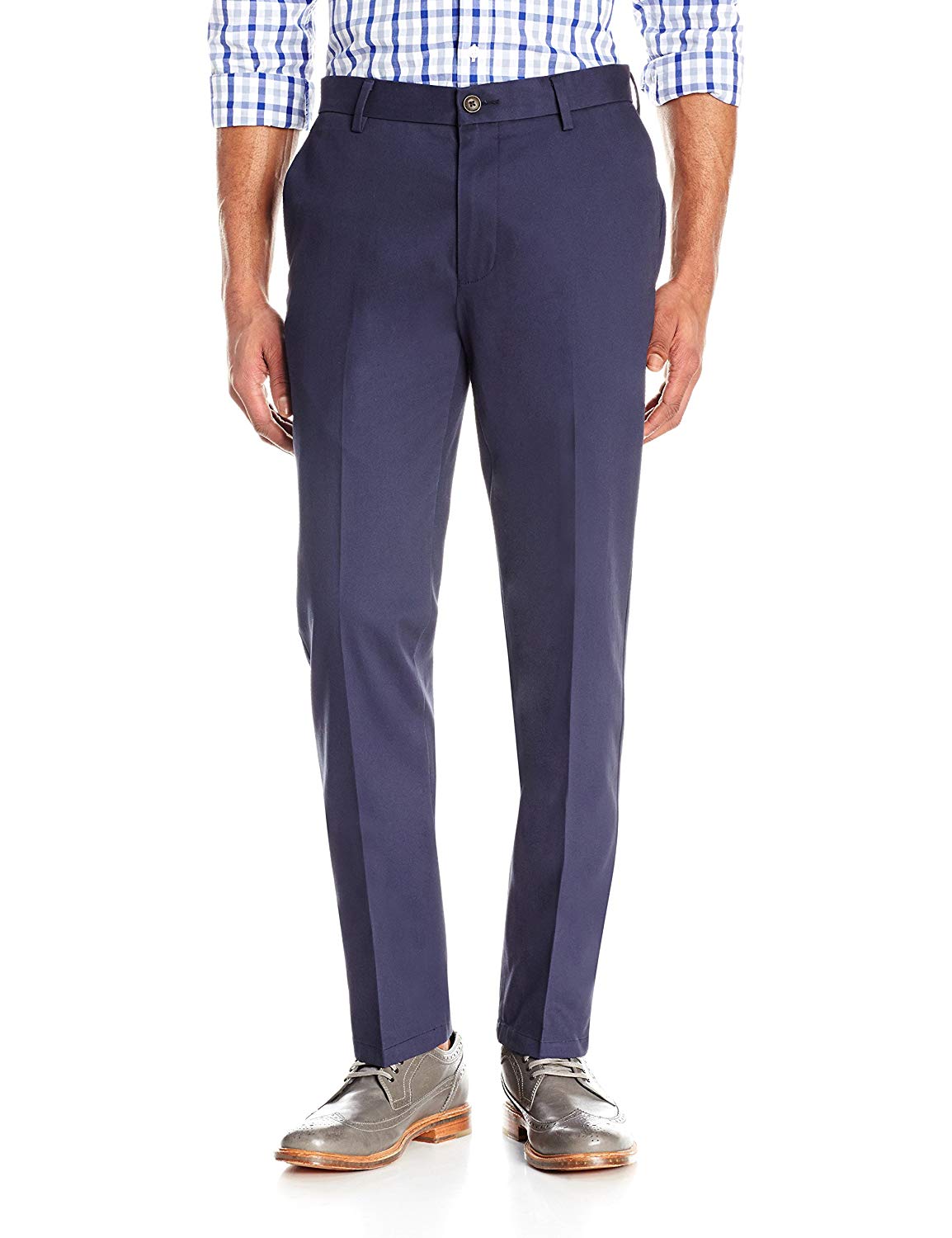 Size 33W x 32L Goodthreads Men/'s Slim-Fit Wrinkle-Free Dress Chino Pant, Navy