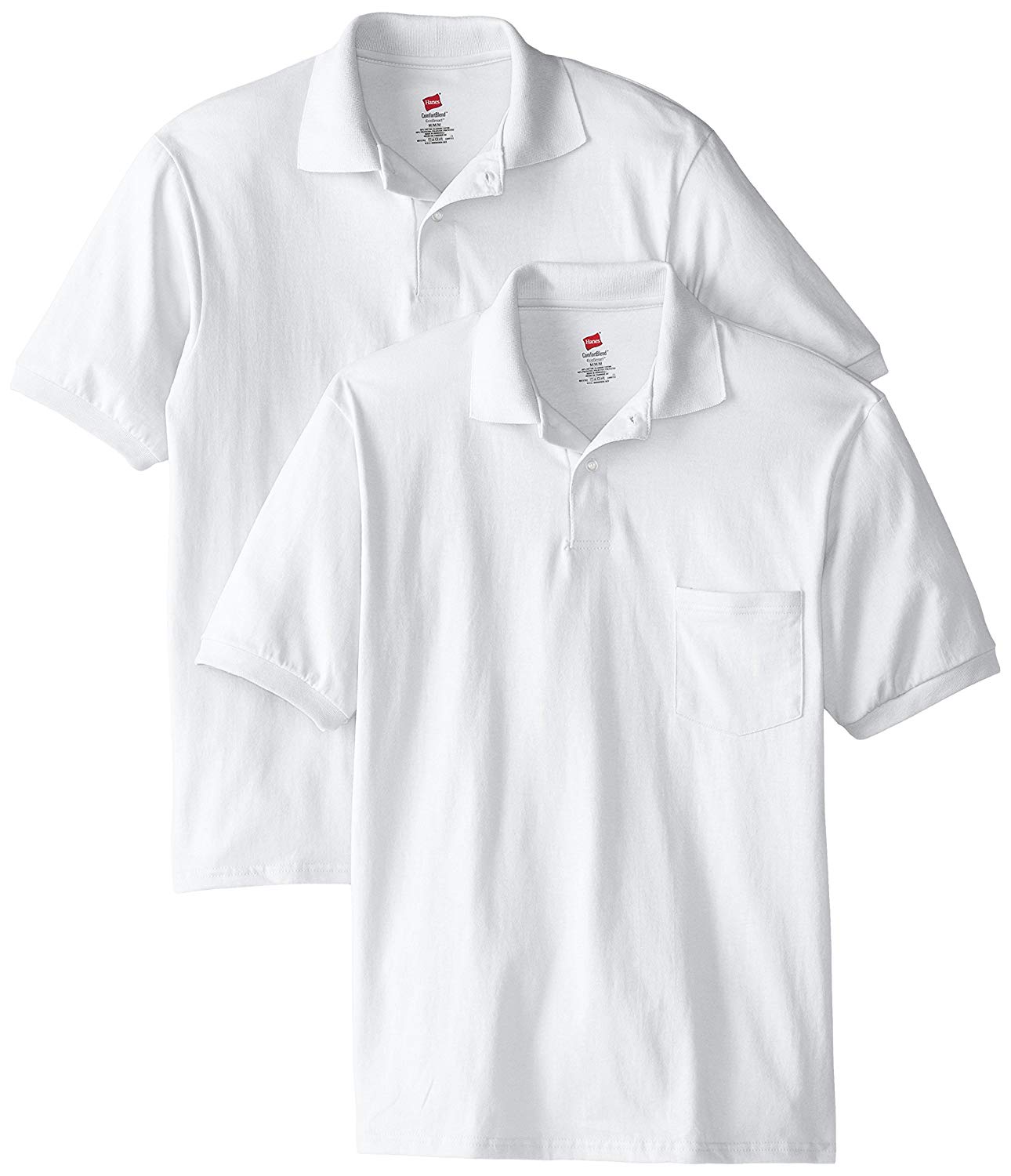 Hanes Men's Short Sleeve Jersey Pocket Polo, White, X-Large, White, Size X-Large | eBay