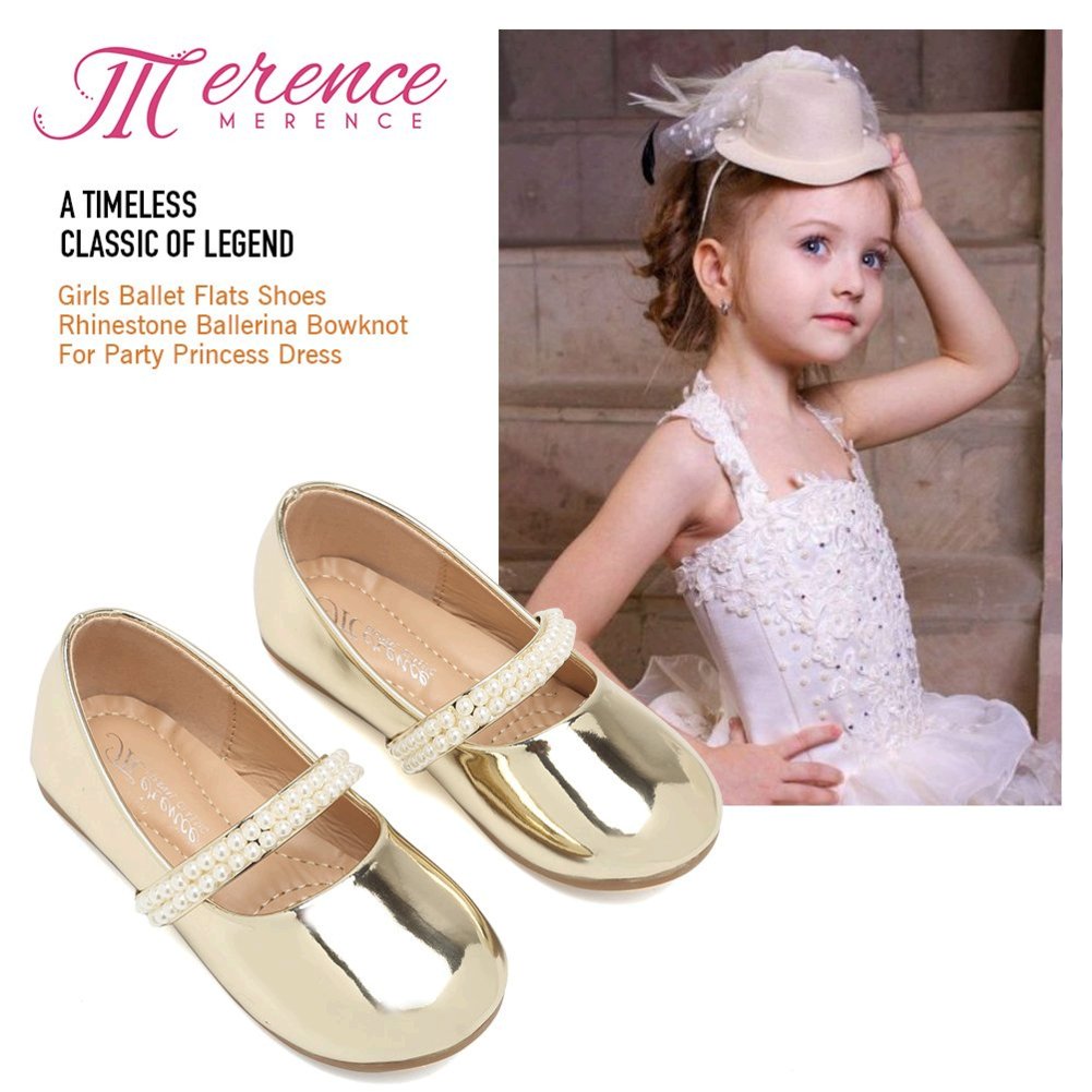 CIOR Toddler Girls Ballet Flats Shoes Ballerina Bowknot Jane Mary Wedding Party Princess Dress