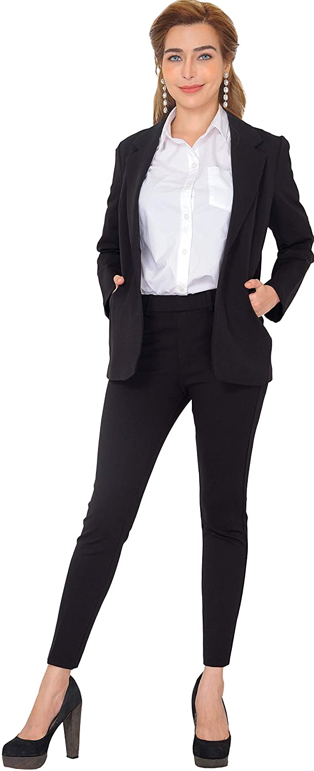 Marycrafts Women's Business Blazer Pant Suit Set for Work, Black, Size ...