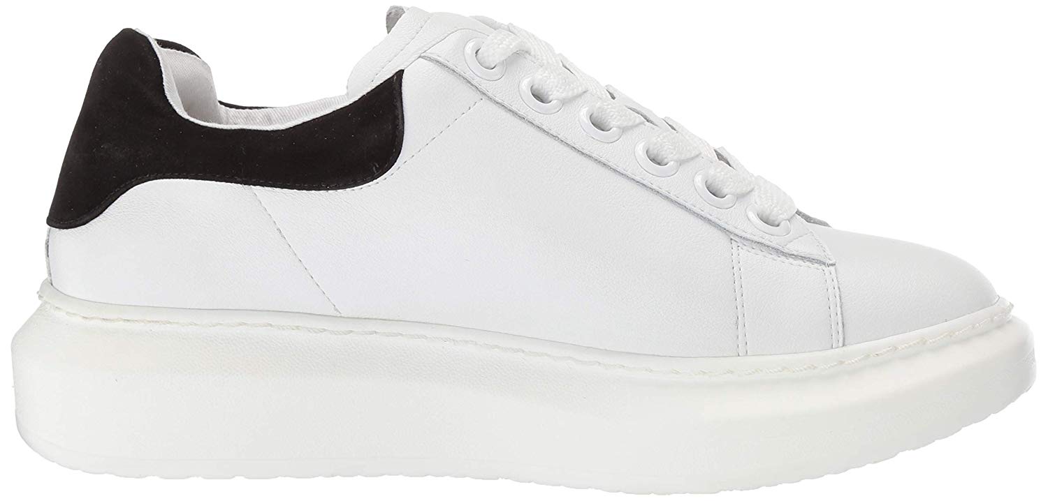 Steven by Steve Madden Womens Glazed Leather Low Top Lace, White/Black ...
