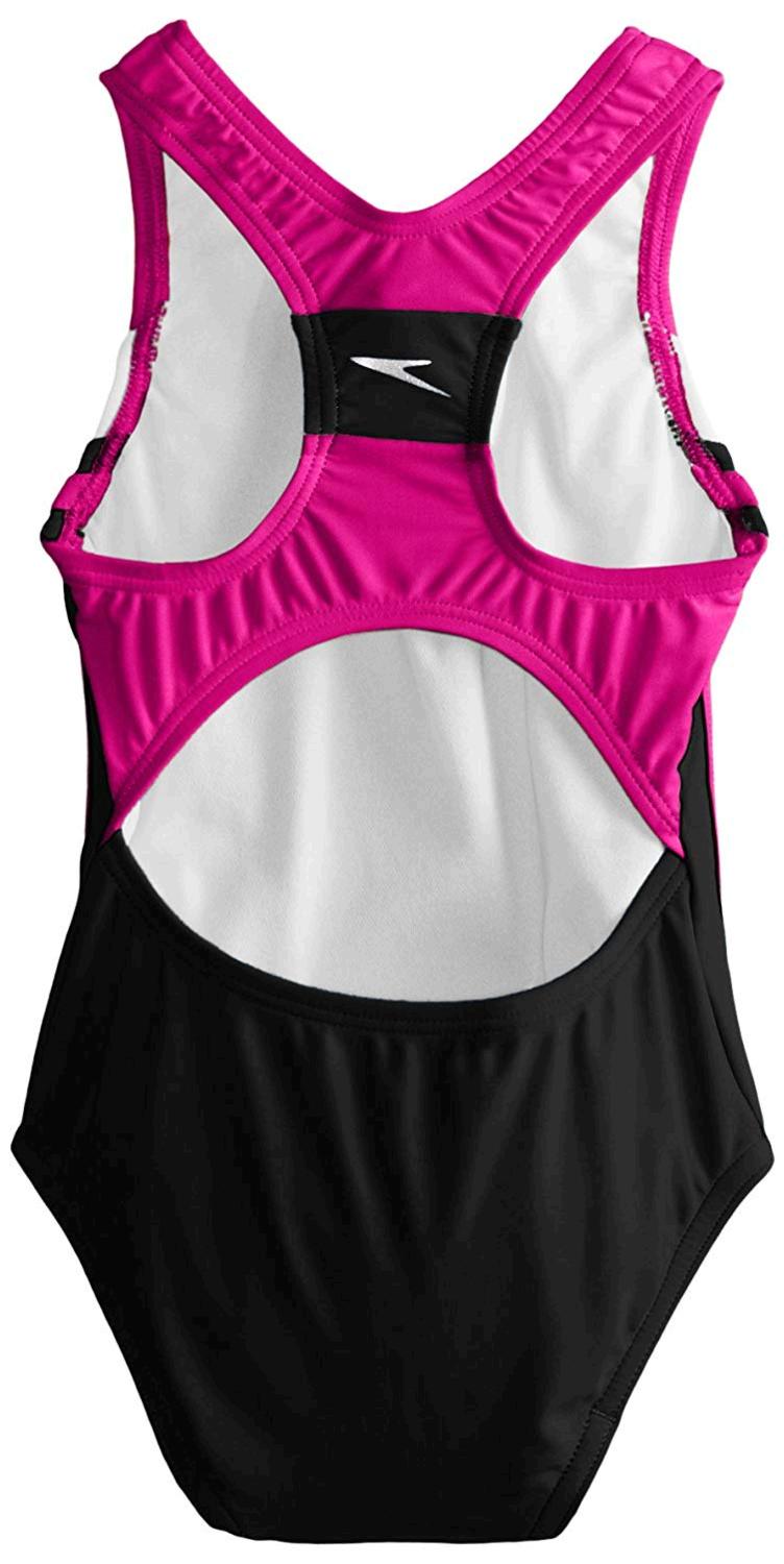 Speedo Little Girls Infinity Splice 1 Piece, Speedo, Speedo Black, Size