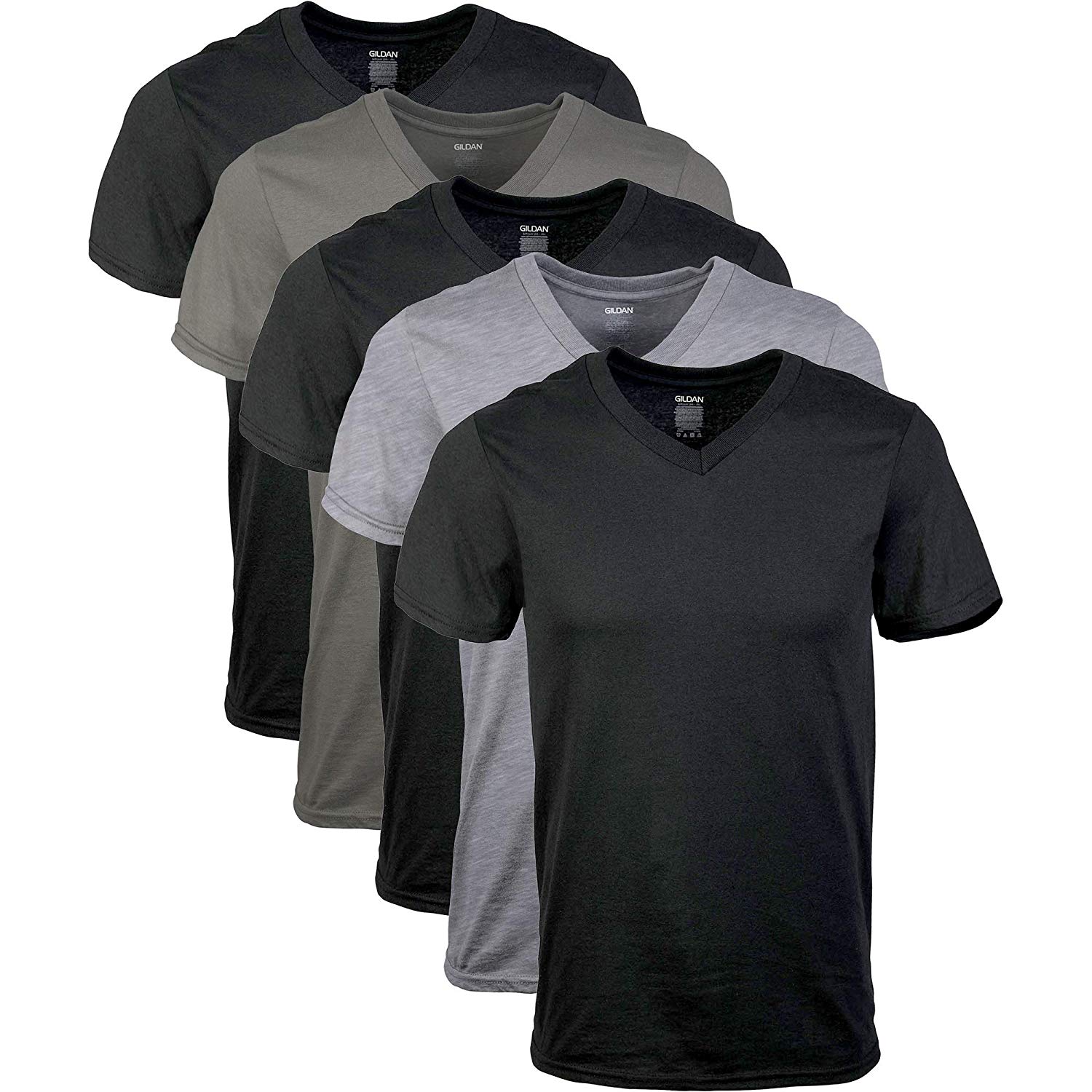 Gildan Men's V-Neck T-Shirts 5 Pack, Multi, Medium, MultiColor, Size ...