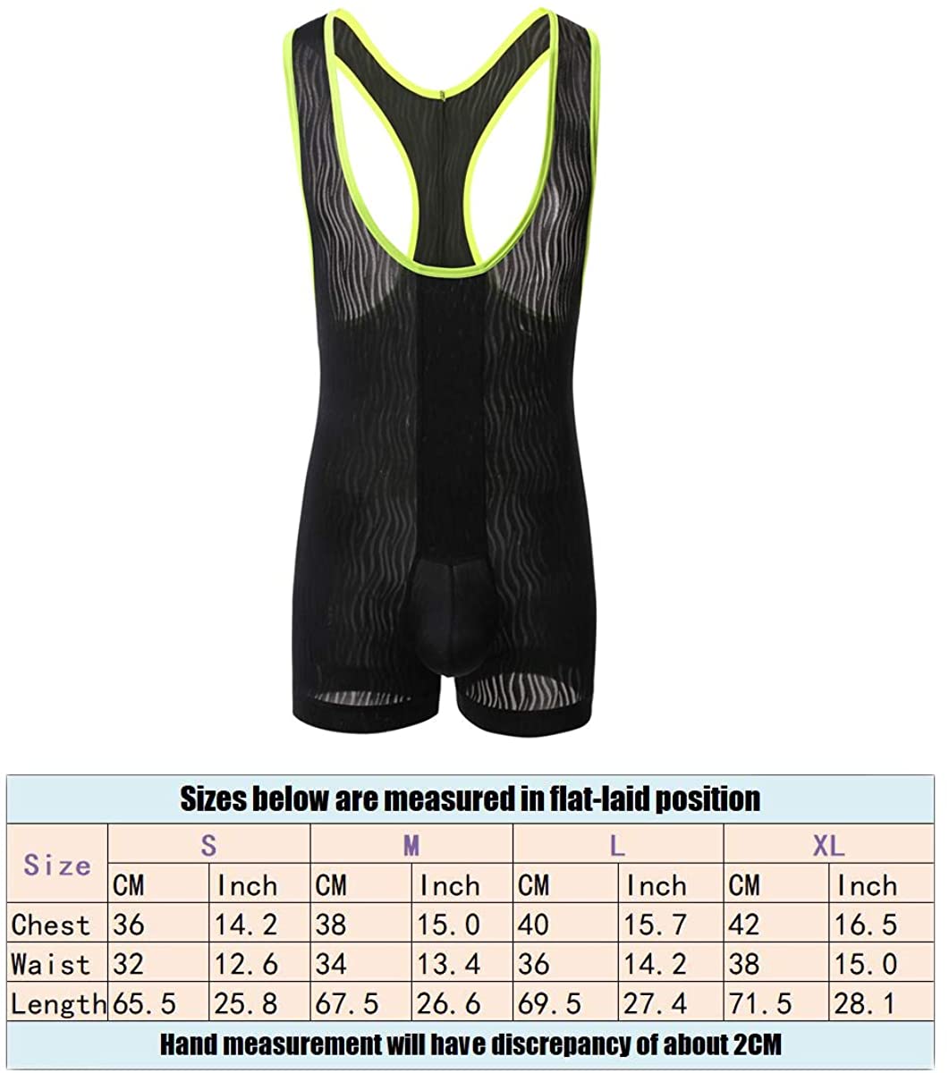 YUFEIDA Mens Suspenders Wrestling Singlet Leotard Thong