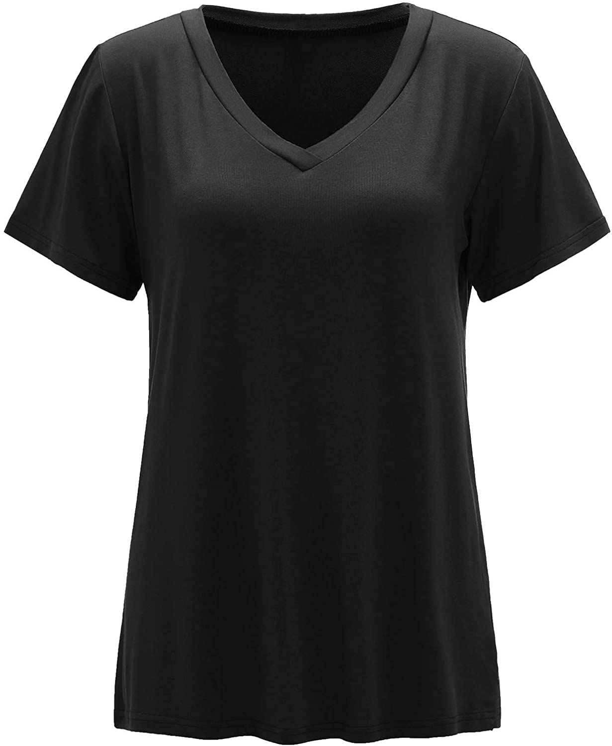 Floerns Womens V Neck Short Sleeve Casual T-Shirt