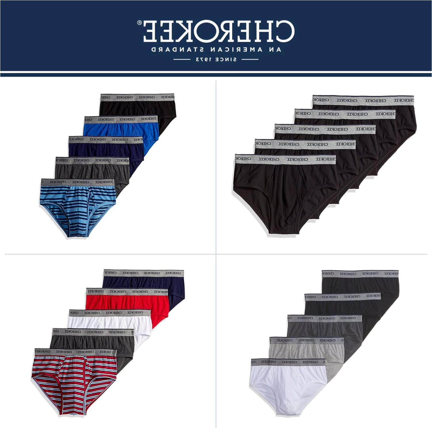 CHEROKEE Men's Classic Brief 5 Pack Underwear, Red, Red Stripe, Size ...