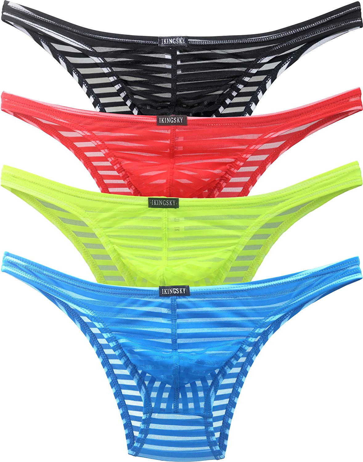 iKingsky Men's Sexy Brazilian Underwear See Through Bikini, 4 Pack ...